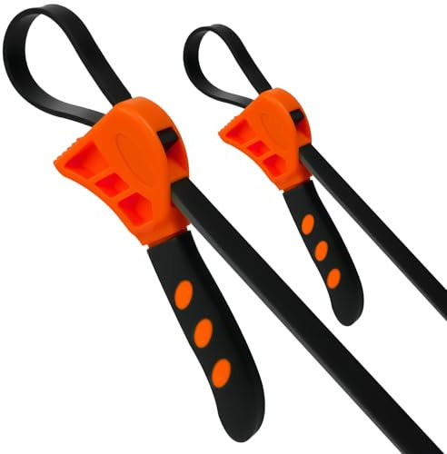 HOTUT Llave de Correa de Goma Universal, 2 Piezas Ajustable, Llave de Cinturón Multifuncional, para Filtro de Aceite, Abrelatas, Tuberías, Tuberías de Agua, Filtros de Aceite