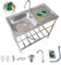 YYDPSHH Extérieur Évier De Jardin Évier sur Pieds en Acier INOX 1 Bac Mobile Cuisine Commercial Autoportant ÉVier avec Robinet Évier Utilitaire pour sous-Sol Restaurant Facile à Nettoyer 75x40xH75cm