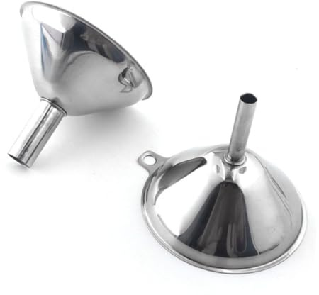 HOLIDYOYO Stainless Steel Mini Funnels with Removable Strainer for Cooking Oil Soy Sauce Liquid Transfer Kitchen Funnel Filter with Hanging Loop Space-saving Food-grade Filter Strainer