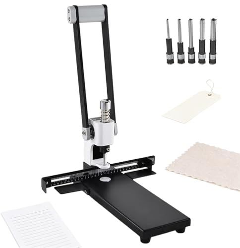 Hochleistungs-Papierlocher, manuelle Einzellochstanze mit 3/4/5/6/7-mm-Bohrer, Kapazität: 300 Blatt, einstellbare Ränder und Führungslineal, für Büro, Zuhause und Druckerei