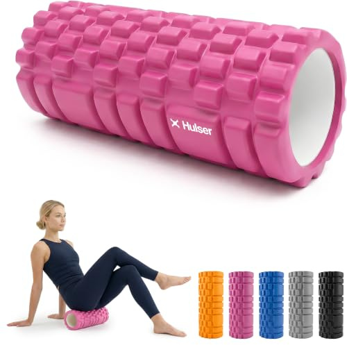 Hulser Faszienrolle 33 cm – Foam Roller für Rücken, Beine & Massage (Rosa) | Für Rücken, Beine & Wirbelsäule, Ganzkörper Foam Roller, 3-Zonen Massageroller, Triggerpunkt-Massage, Fitness & Yoga