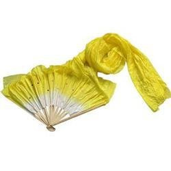 Fymlok Belly Dance Fan Lengthened 1PCS Pretty Hand Made Belly Dancing Fans Tools Red Rose Green Yellow Blue Beautiful Simulation Long Veils(Yellow)