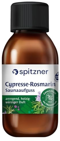 Spitzner Saunaaufguss - Cypresse-Rosmarin 125 ml - holzig-würziger Duft mit mediterraner Kräuternote