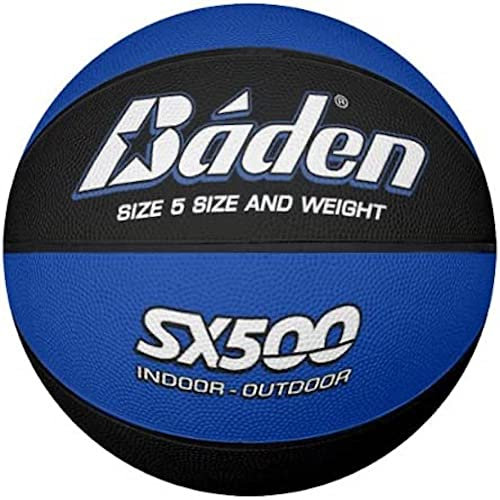 Baden Junior SX Range Basketball, Gummi, für Innen- und Außenbereich, Blau und Schwarz, Größe 5
