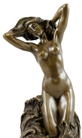 Kunst & Ambiente - Baigneuse (1880) / Frauenakt - signiert - Auguste Rodin Skulpturen Kaufen - Deko Figuren - Erotik Büste - Nackte Frau edel - Wohndeko in Bronze