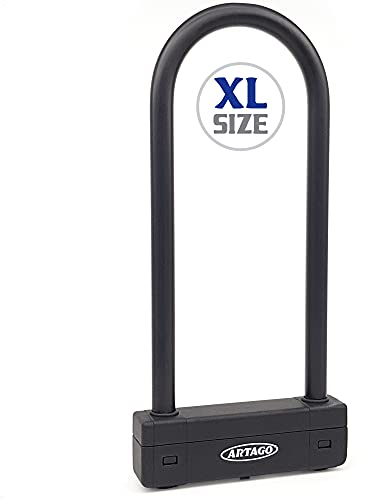 Artago 18XL Candado U Moto Máxima Seguridad Testado, Horquilla ø18 Puro Acero Endurecido, BUNKER SELECTION, Doble Cierre MRT, U lock Antirrobo 310x115mm para Neumático Motocicleta