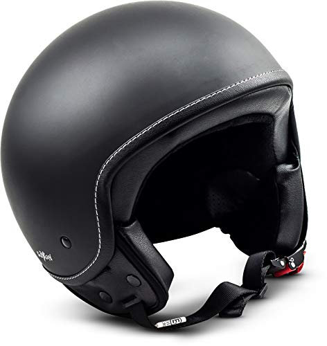 Soxon® SP-301 „Night“ · Jet-Helm · Motorrad-Helm Roller-Helm Scooter-Helm Moped Mofa-Helm Chopper Retro Vespa Vintage Pilot Biker Helmet Brille Visier · ECE 22.05 Schnellverschluss Tasche S (55-56cm)