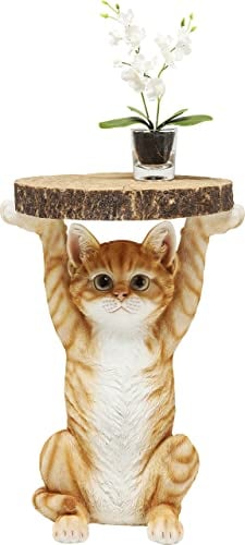 Kare Design Beistelltisch Animal Ms Cat, Mehrfarbig, 33cm Durchmesser, Beistelltisch, Katzen Motiv, rund, 52x35x33 cm (H/B/T)