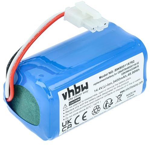 vhbw Akku kompatibel mit iClebo Smart YCR-M05-10 | Smart YCR-M04-1, POP YCR-M05-P, ARTE YCR-M05 Staubsauger (3400 mAh, 14,4 V, Li-Ion)