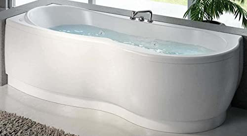 Baignoire Angle Courbe asymétrique rectangulaire Novellini Venus Hydro Plus 170x70 180x80 H55 Colonne Robinet Douchette Installation Gauche Panneau Avant Whirlpool désinfection Airpool Télécommande