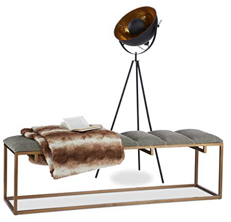 Native Home Sitzbank grau, 3 bis 4 Personen, gepolstert, Metallbeine, ohne Rückenlehne, HxBxT: 47 x 152 x 40 cm, grey