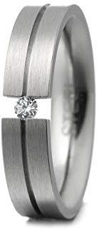 Heideman Ring Damen Verlobungsring aus Edelstahl silber farbend matt Damenring für Frauen mit echtem Stein Brillant 0,05 Karat im Brillant Schliff 2,5mm