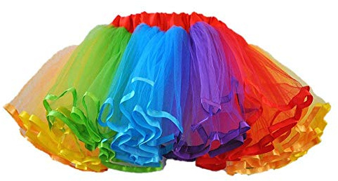 Womens Rainbow Plus Size Puffy Tutu Layered Tulle Petticoat Skirt for Party