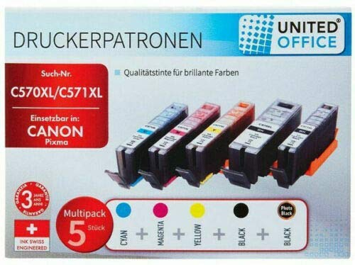 United Office Druckerpatronen Patronen Drucker Printer Multipack C571XL/C571XL