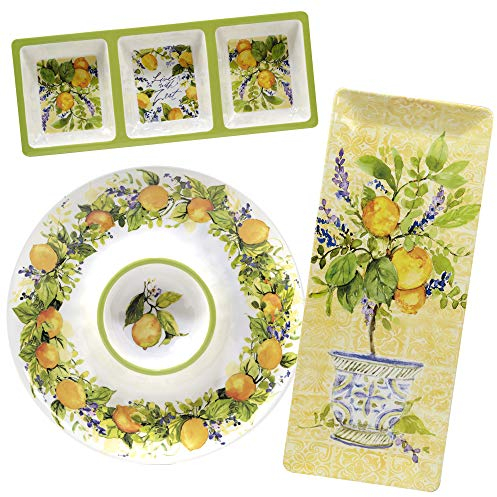 Certified International 32765 Lemon Zest Service 3 pièces en mélamine Multicolore