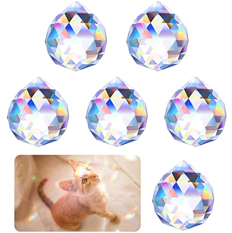 6 Piezas 40mm k9 Bola de Cristal Transparentes Colgante Bola de Cristal Cristales para Lámparas Abalorio Decoración Prisma de Bola Octogonal de Cristal Bola de Cristal Prisma, para Hogar o Feng Shui