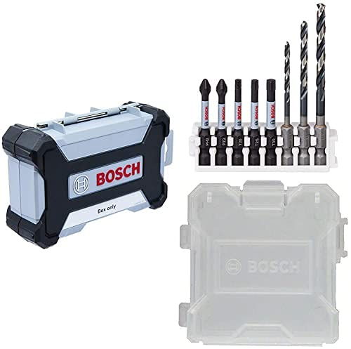 Bosch Professional 2608522363 Leerbox Größe L + 8 tlg. Impact Control Schrauberbit und Metall-/Holzbohrer Set + 2608522364 Leere Box für Zubehör