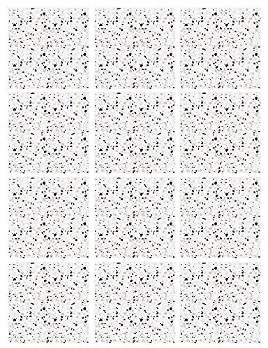 | Autocollants Stickers Carrelage | Planche de 12 Stickers Carrelage - Carreaux de Ciment - Modèle TERRAZZO - Dimensions d'un Carreau : 10 x 10 cm - Salle de Bains Crédence Meubles ...