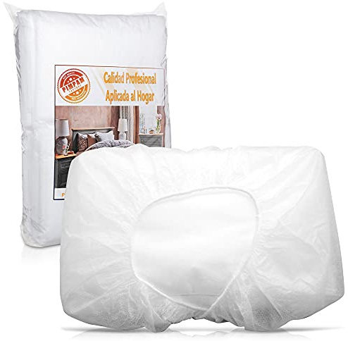 Pack 50 Enkel-spännlakan som är Justerbar | 80 x 210 cm | 100% återvinningsbar | Vattentät och hypoallergen | Idealisk för sängar, massagegar, sjukhussängar | Tillverkad i Spanien.