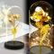 TINYOUTH Golden Rose in Glass Dome Black Wooden Base, Light Up 24K Eternal Rose Batteries Included for Wedding Anniversary Mama Valentines Christmas Birthday