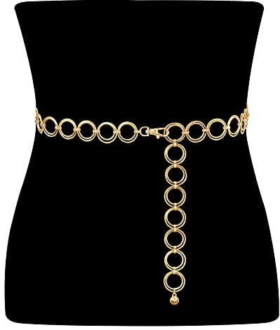 JasGood Taillenkette aus Metall für Damen Silber Einstellbar Body Link Gürtel Mode Taillen Gürtel für Jeanskleider, 110cm(Passt Taille unter 95cm)