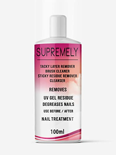 Tacky Layer Remover Sticky Residue Cleaner UV Gel Nail Polish Finishing Wipe Use Before & After Care, Sanitising Nail Plate and Finisher 100ml