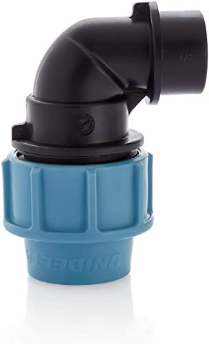 HYDROBIL MDPE Fitting für Wasserrohre, Winkel Adapter 20mm x 3/4 BSP Innengewinde, für MDPE Kunststoffrohre, 16 Bar, Max. Temp. 45°C, Klemmringverschraubungen