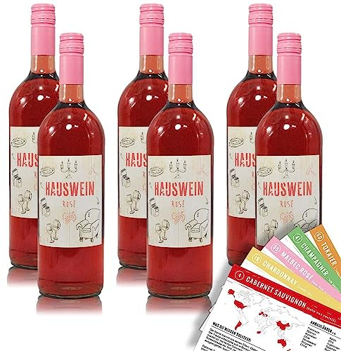 Hauswein Rosé, halbtrocken, sortenreines Weinpaket + VINOX Winecards (6x1,0l)