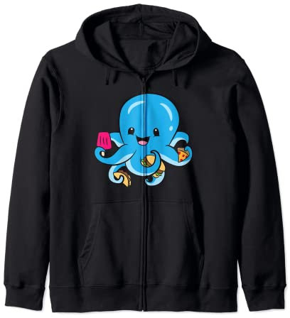 Octopus Sea Tentacoli Fast Food Love Polpo Felpa con Cappuccio