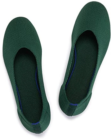 Frank Mully Zapatos planos de ballet para mujer, sin cordones, de punto, de vestir, con puntera redonda, 5 Verde, 37 EU