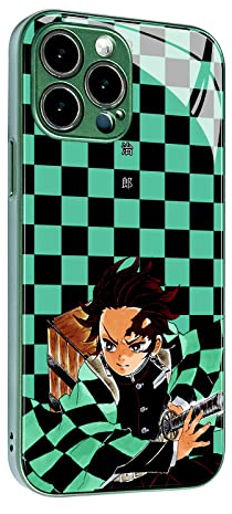 HOSCLANS Japanische Anime-Mode mehrfarbige Manga weiche Silikon-Glasabdeckung Farbe Schutzhülle Handyhülle (für iPhone 12 Pro, grün, Tanjiro)