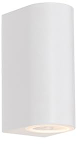 Qazqa Modern außen Up and Down Wandleuchte, Außenlampe, Wandlampe für den Garten - Baleno - Weiß, max. 5W, Geeignet für LED, 6.8cm, IP65, Oval, 2-flammig