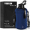 Youcan Plato Trinkflasche 2l Mit Strohhalm und Ärmel,Wasserflasche 2 Liter,2 liter Trinkflasche Sport,Gym Flasche, Fitness Gallon Water Bottle,Trinkflasche BPA Frei,Flasche Für Kohlensäure ，Dunkelblau