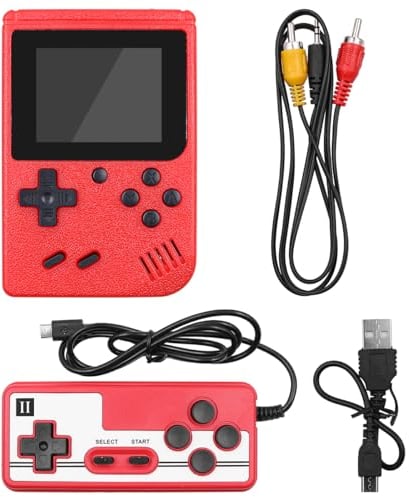 Tiardey Console de Jeu Portable Console rétro Portable avec 400 Jeux Classiques Prise en Charge de l'écran Couleur 3 Pouces pour Les Jeux à Deux Joueurs (Rouge)