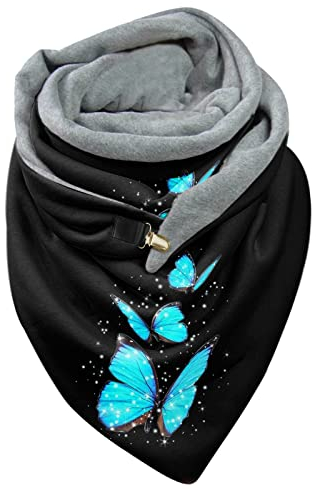 YULONGESS Winterschal-Damen, Knöpfen-Dreiecksschal, Streifen Frauen Schal, Warm Kaschmir-Schal, Flauschig Winterschal, Klassischer Schals, Groß Knitwear Schal, Als Geschenk