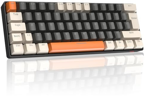Tastiera meccanica da gioco al 60% con layout UK, interruttori blu ultracompatti a 62 tasti Tastiera cablata da ufficio in colori misti, 19 modalità di retroilluminazione RGB per PC portatile-Shimmer