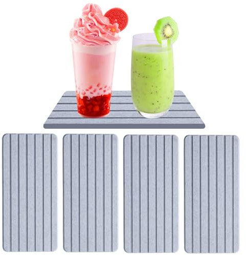 4 Stück/Set Kieselgur Tablett, 21 * 10 * 0.8cm Wasserabsorbierende Kieselgur-untersetzer Diatomit Untersetzer Kieselgur Seifenschale, Schnelle Wasseraufnahme, für Handseife, Becher, Seife (Grau)