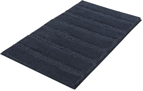 Kleine Wolke Badteppich Monrovia Navy 70 x 120 cm | OEKO-TEX zertifiziert, rutschhemmende Unterseite, für Fußbodenheizung, maschinenwaschbar, 100% Polyester