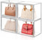 PLECUPE Confezione da 4 Scatola Trasparente, Organizer Borse di Trasparente Acrilico Impilabile con porta magnetica, Handbag Storage Organizer, Vetrina Espositiva per Borsette, Libri, Giocattoli