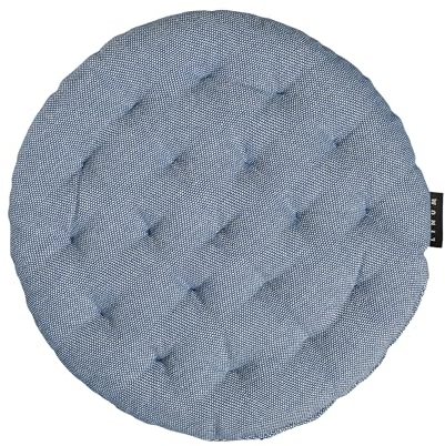 LINUM Pepper Elegantes Rundes Sitzkissen für Indoor und Outdoor Ø 37cm, 100% Baumwolle, Waschbar, Tiefseeblau