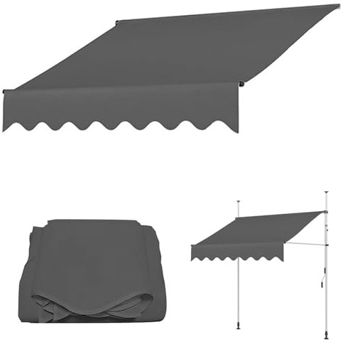 paiye Ersatz für Einziehbare Klemmmarkise, Sonnenschutzdach für Einziehbare Markisen, UPF50 UV Schutz (Color : Grau, Size : 300cm)