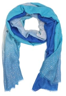 QUEEN HELENA Schal mit Glitzer, leicht, weich, gemustert, Damenschal, SC024-1, blau, Einheitsgröße