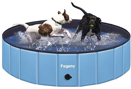 Fageny 2024 Upgraded Paddling Pool for Dogs & Kids, 120x30cm Foldable Dog Swimming Pool Bathtub, Anti Slip Thickened Bottom Dog Paddling Pool Protable Pets Bathing Poolfor Indoor Outdoor