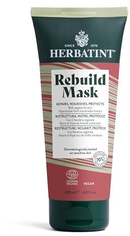 Herbatint Rebuild Mask – Aufbauende Bio-Haarmaske 200 ml | Pflegt, repariert & schützt geschädigtes oder strapaziertes Haar | 99% natürliche Inhaltsstoffe | Formel mit pflanzlichem Keratin | Vegan