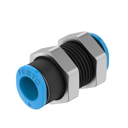 10 Stück FESTO 153377 QSMS-6 Schott-Steckverbindung Druckluft Schlauch Verbinder