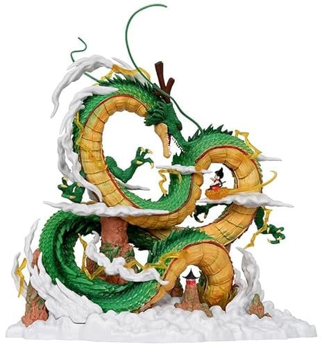 REOZIGN Shenron mit Goku Figur, Anime Figuren Goku Statuen 25 cm PVC Figur Figur Deko Figur Actionfiguren Ornament Modell zum Sammeln, AURE1168-FR