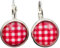 Stechschmuck Ohrringe Ohrhänger Handmade Brisuren Oktoberfest Wiesn Kariert Karo Rot Weiß Silber Farben Damen Kitsch Kawaii 1 Paar Größe Wählbar (Brisuren 10mm)