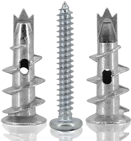 MOSTFUN 60 Pezzi Metallo Tasselli per Cartongesso, Autofilettante Fissaggi Autoperforanti con Viti per Fissare Tende Cornici Quadri Luci Accessori per Cartongesso Singolo e Doppio