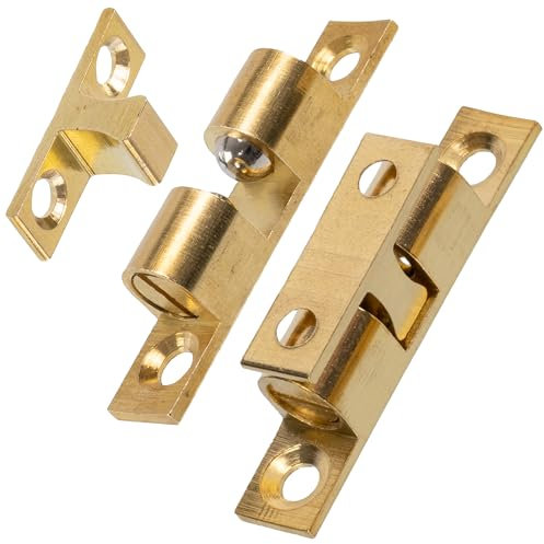 AERZETIX - C74745 - Lot de 2 Loqueteaux à bille pour porte de meuble - montage en applique - couleur doré - en métal - menuiserie placard armoire fermeture meuble placard