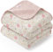 Bearmoss Musselin Decke Baby 100% Babydecke Baumwolle Baby Decken Neugeborenen,Weiche Krabbeldecke für Kinder,Musselin Schlafdecken für Kleinkinder Mädchen Junge 120x120cm (Rosa Druck)